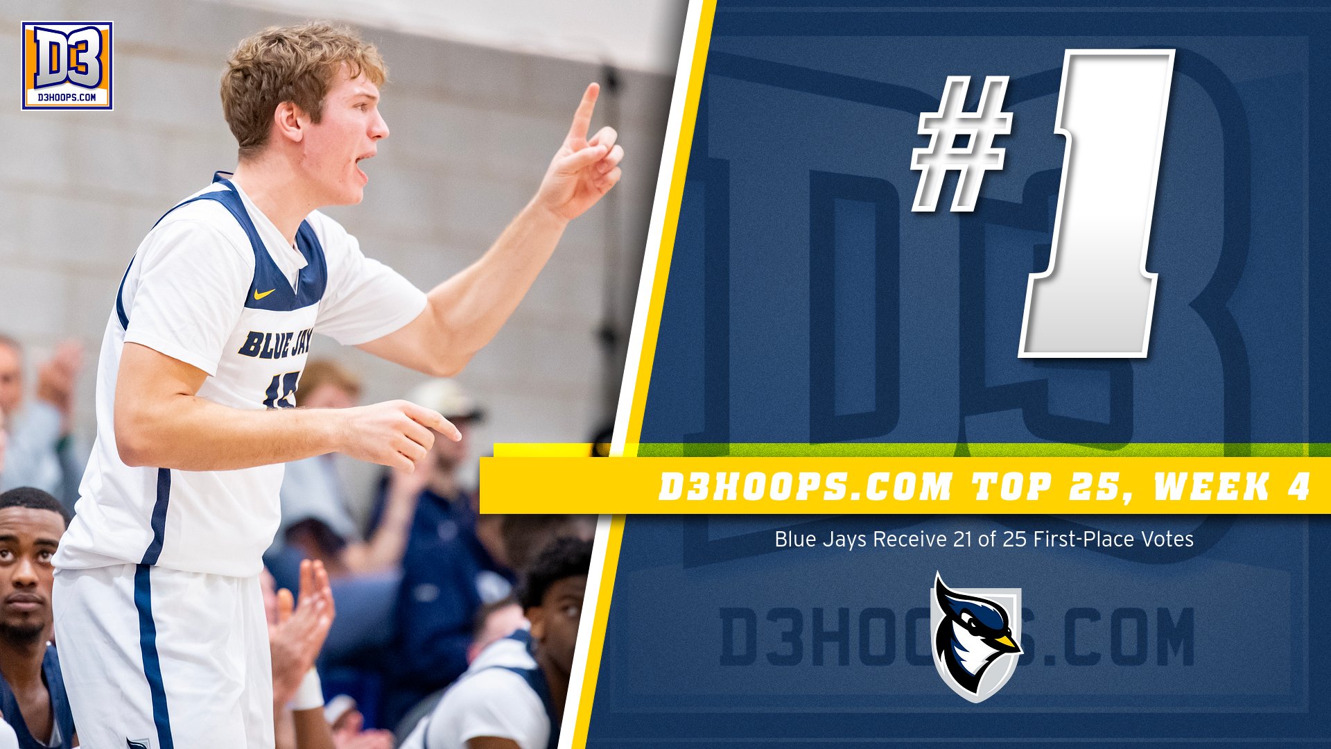 Men's Basketball Claims No. 1 Spot in D3hoops National Rankings