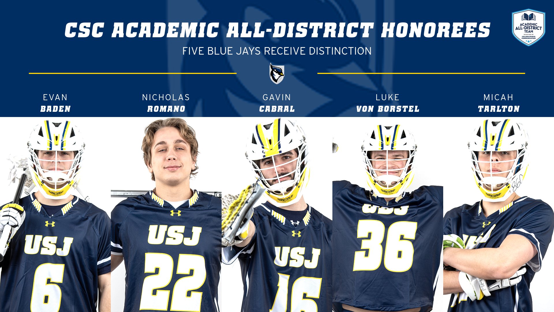 Men's Lacrosse Lands Five on CSC Academic All-District Team