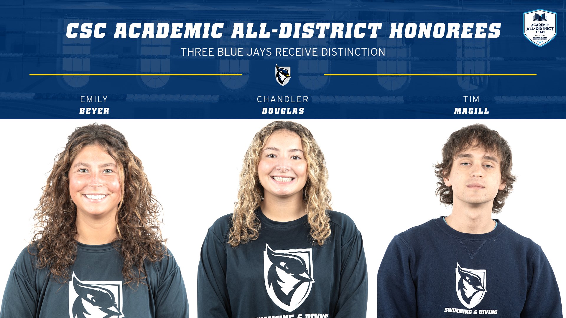 Swimming &amp; Diving Lands Three on CSC Academic All-District Team