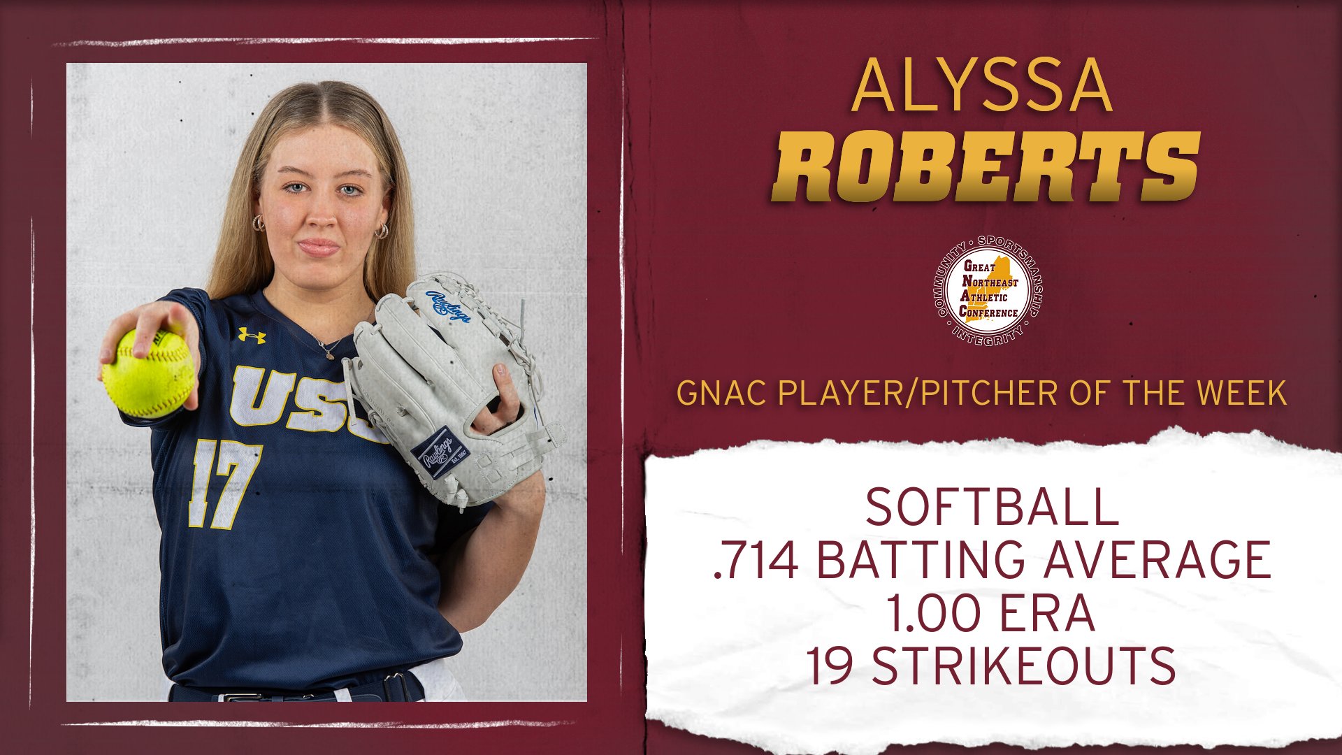 Roberts Earns GNAC Player and Pitcher of the Week Accolades
