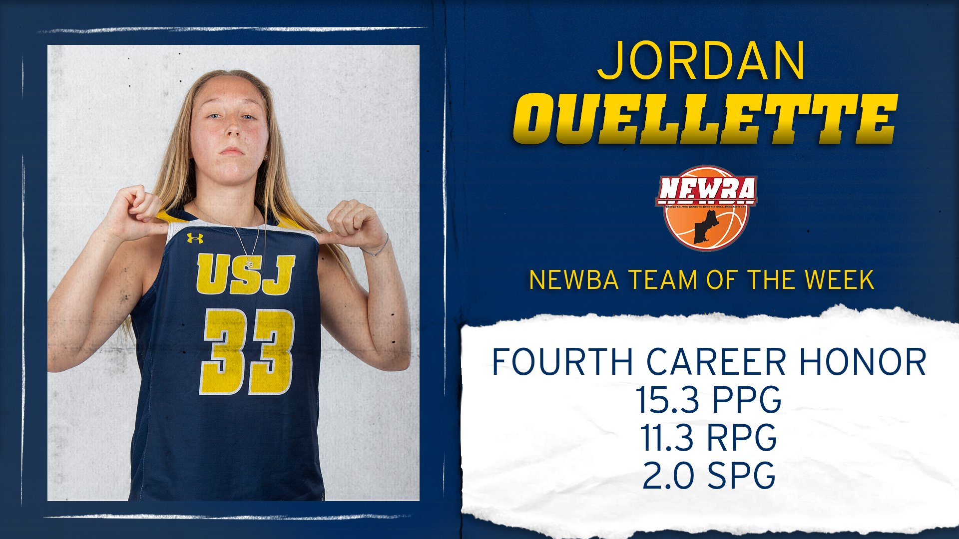 Ouellette Earns Second NEWBA Team of the Week Accolade