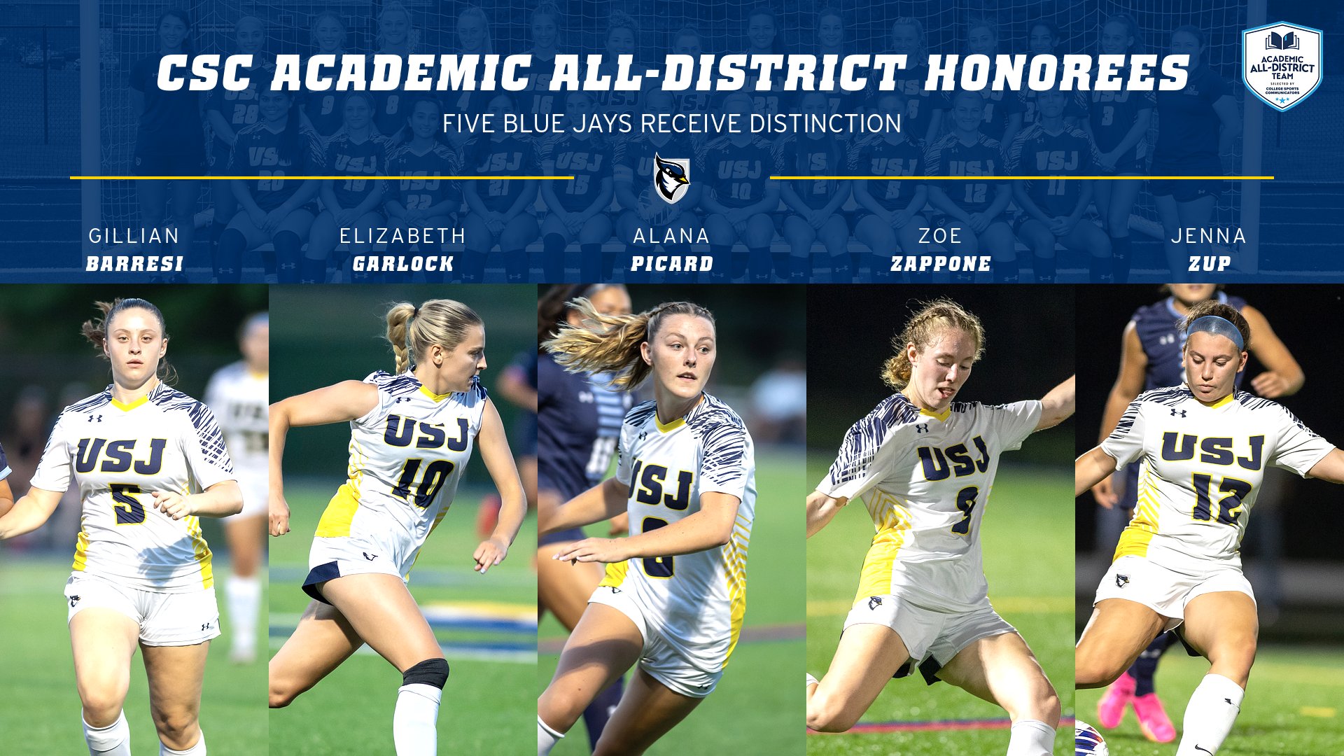 Five From Women's Soccer Selected to CSC Academic All-District Team