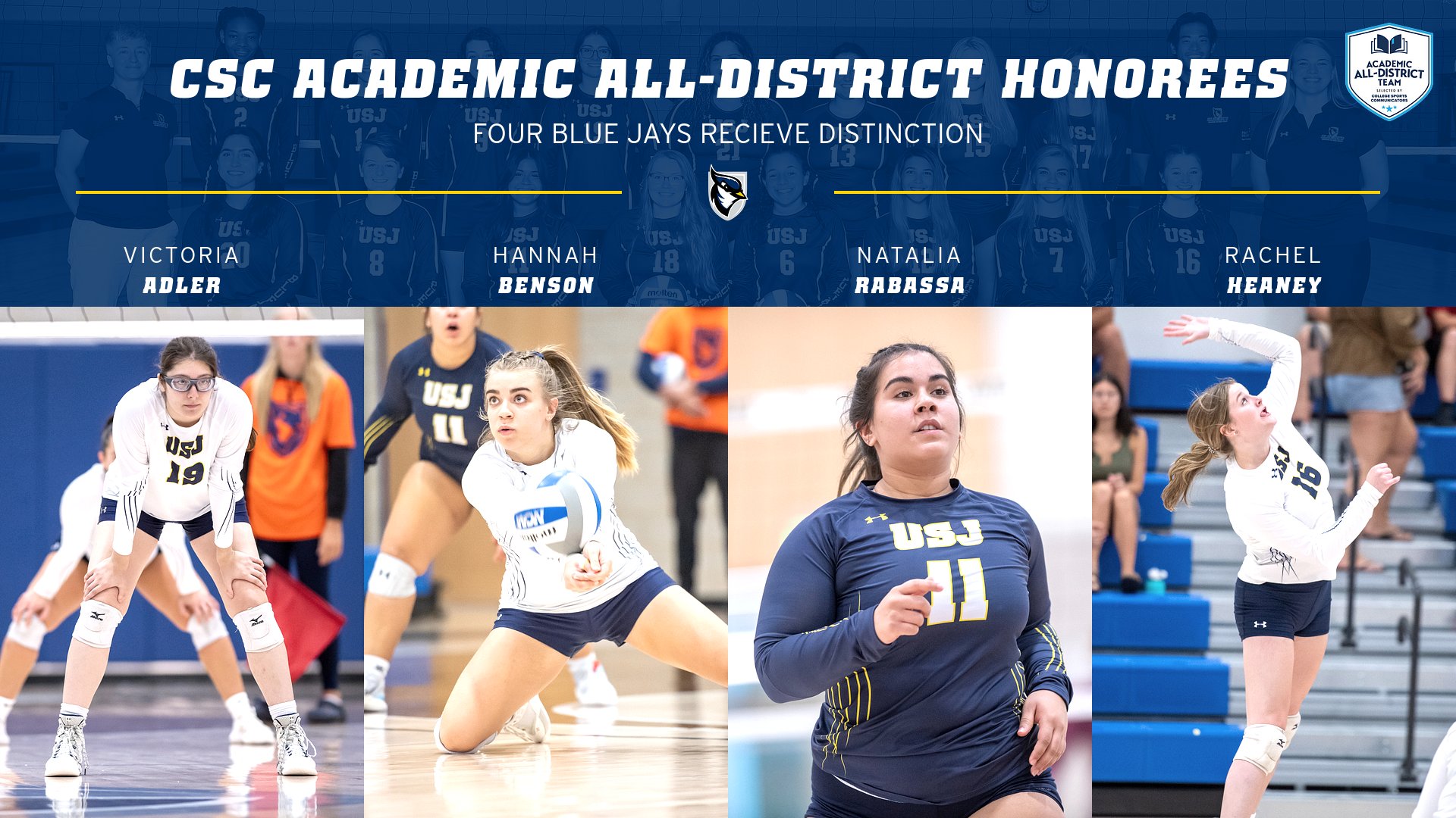 Volleyball Lands Four on CSC Academic All-District Team